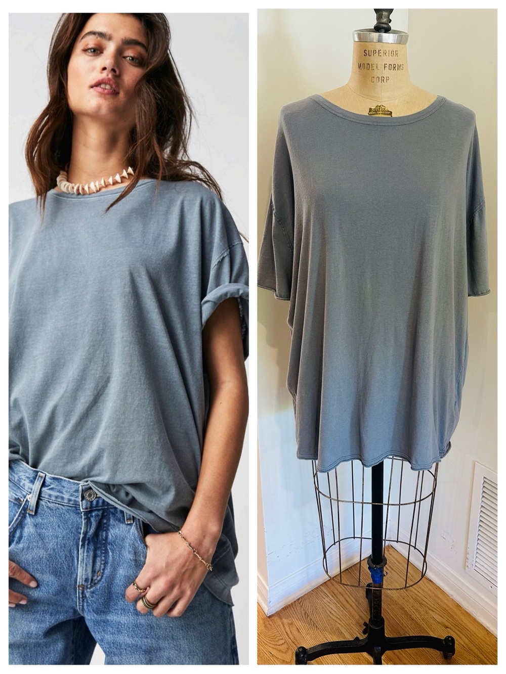 We The Free x Free People Nina Tee in Blue Mirage, Large